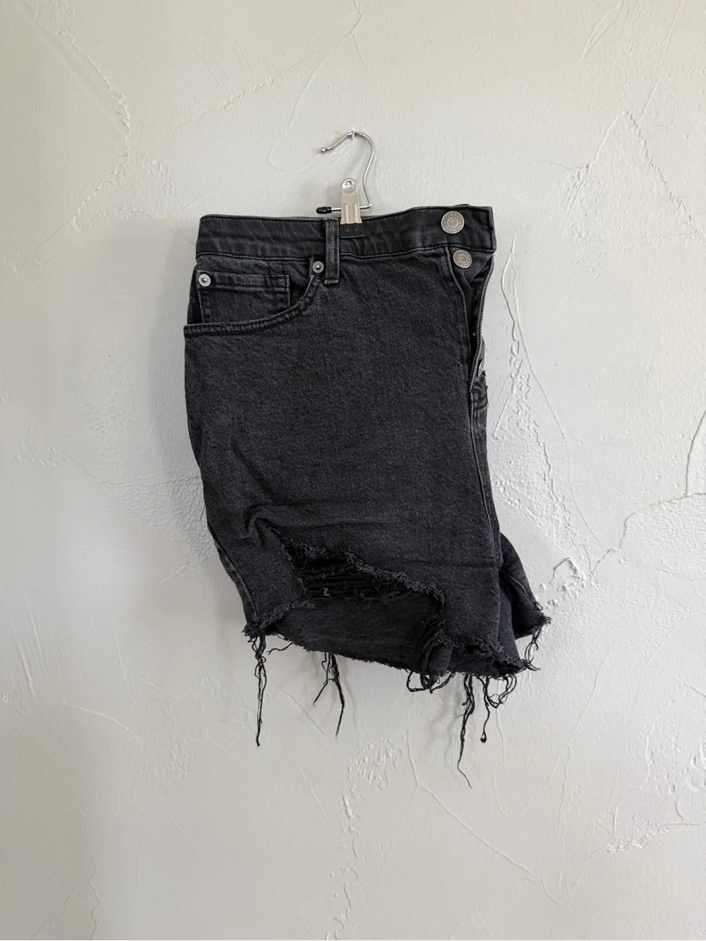 Women’s Distressed Black Denim Shorts